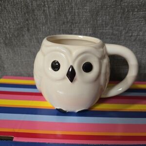 Ceramic White Embossed OWL Design Coffee/Tea Mug Cup NWT Office Cute Funny Gypsy
